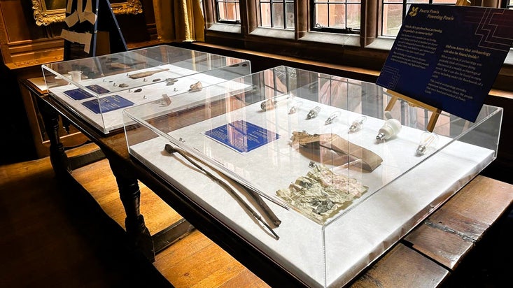 Archaeology display cases at Powis Castle and Garden